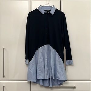 ✨ZARA✨ Navy Blue Long Sleeves 2-in-1 Shirt